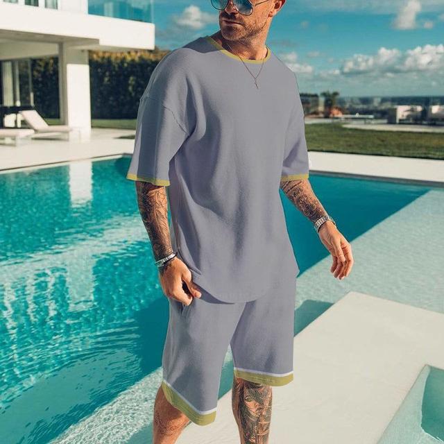 ETST WENDY 005 Mode Heren Sportkleding Zomer Bedrukt Los Tweedelig Casual Kleding Heren T-shirt Shorts Sportkleding Casual Trendy Strand Stijl M