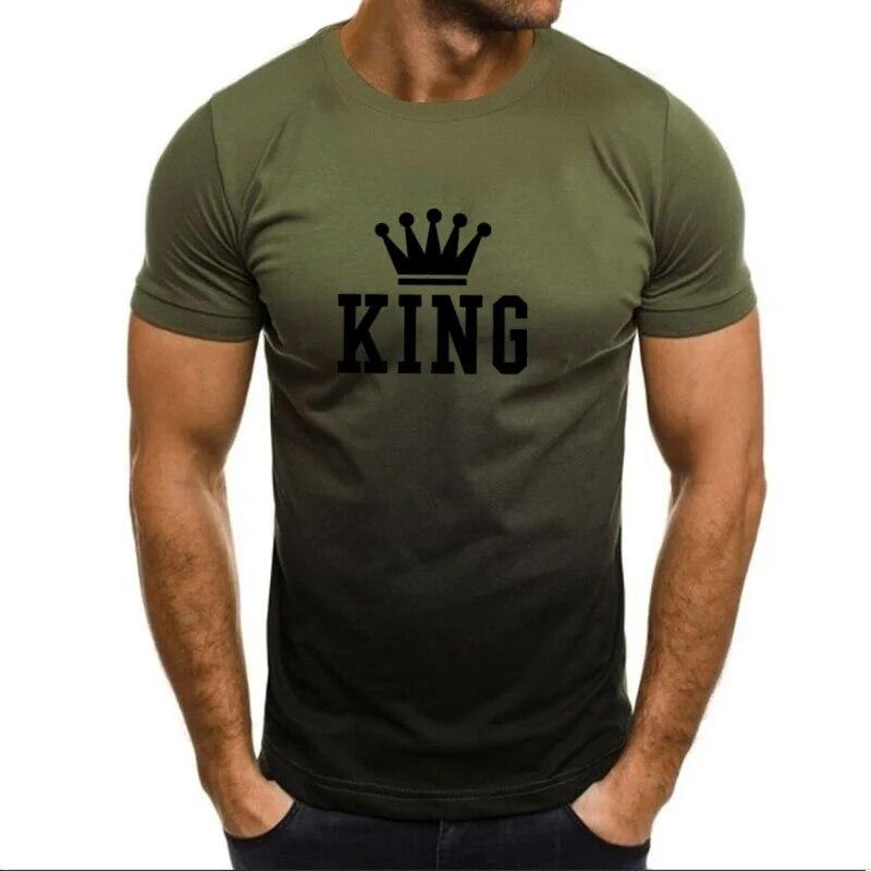 TIP723 Vintage T-shirts Voor Mannen Brief KONING Print Top Grafische T-shirt Oversized O-hals Korte Mouw Mode Streetwear Herenkleding XL