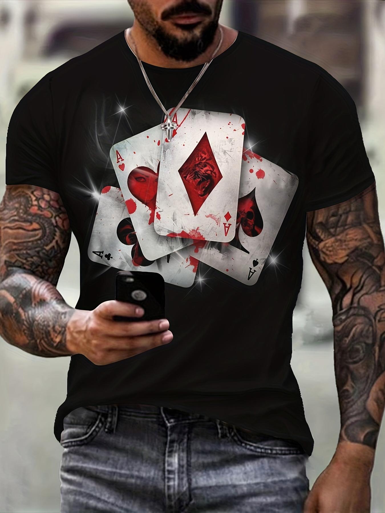 Bobby 2 Poker Elements 3D digitale patroonprint grafisch heren-T-shirt, causale comfortabele T-shirts, pullover-tops met korte mouwen, heren zomer-outdoorkleding M