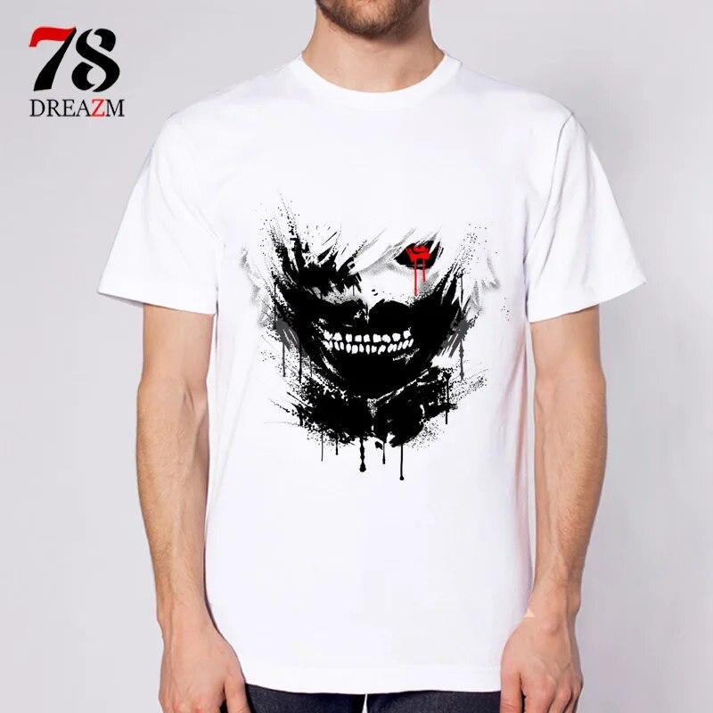 YSM Cotton Tshirt Zomer Anime Comics Tokyo Ghoul Ken Kaneki T-shirt mannen donkere stijl Tops Tees XL wit