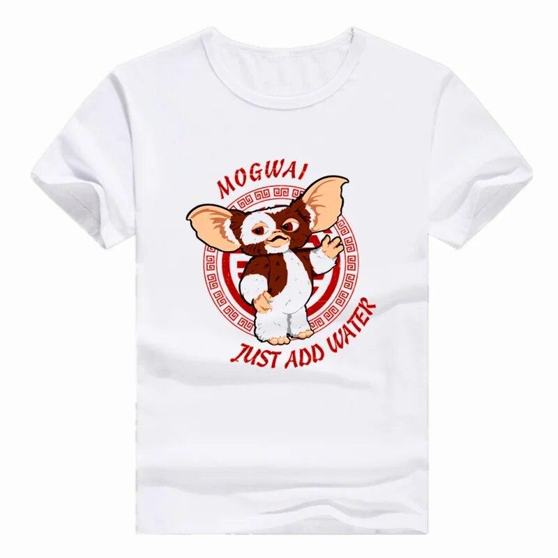 YSM Cotton Tshirt Aziatische maat print Gremlins Gizmo T-shirt korte mouw O-hals T-shirt voor mannen en vrouwen XXXXL wit