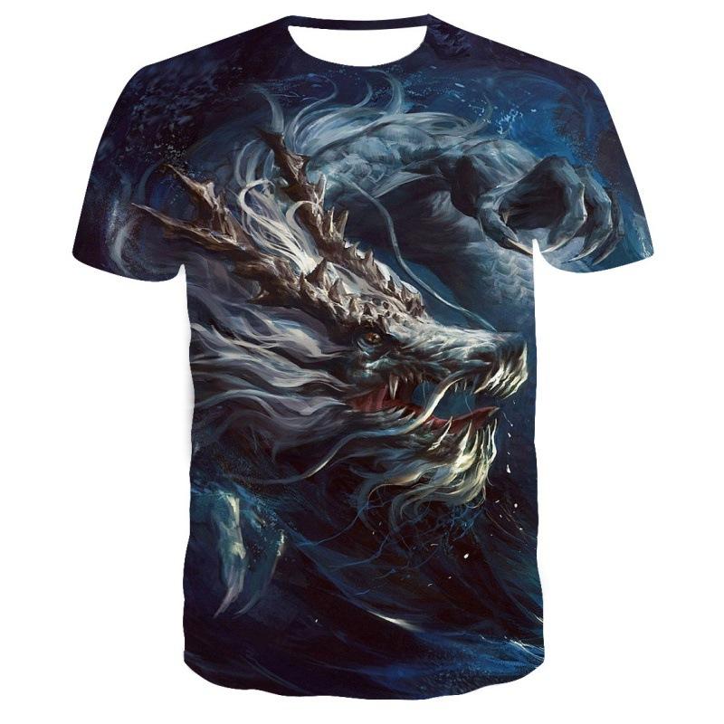 ETST WENDY 05 Cool Fashion Dragon 3D Printing T-shirt Casual Cartoon Anime T-shirt met korte mouwen 6XL