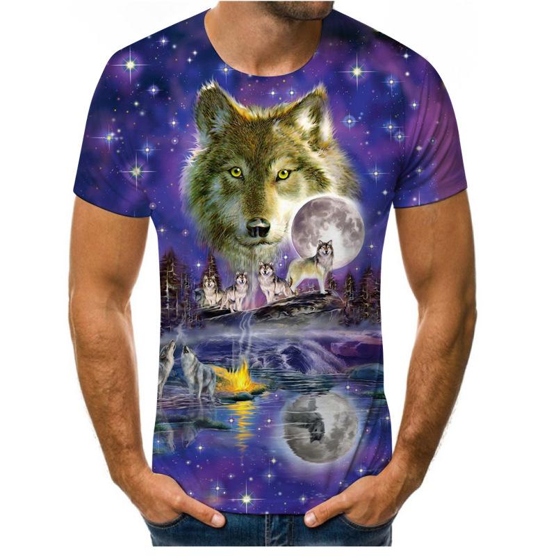 HerSight Heren T-shirt 3D digitaal bedrukt Fox Wolf heren ronde hals casual sportonderkant T-shirts 6XL