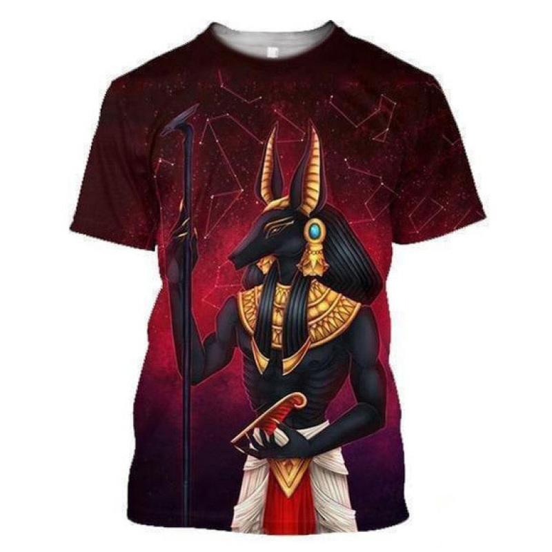 ETST 03 2023 Zomermode Oude Horus Egyptische God Anubis 3D Print T-shirt O Hals Streetwear Casual Cartoon Anime Korte Mouw Tee 2XL