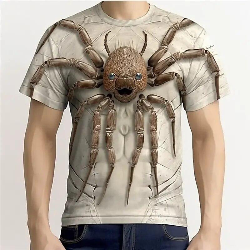 ETST 03 Mode 3D Spider bedrukt T-shirt voor mannen Grappig schedelpatroon Oversized T-shirts Zomer Casual O-hals Korte mouw Trui Tops 3XL