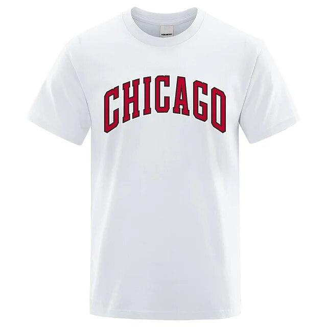 Baibao QIQI American City Chicago Heren T-shirts Losse ademende tops Creativiteit Hoge kwaliteit Hiphop T-shirts Katoenen kleding met korte mouwen XXL