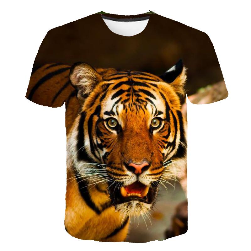 HerSight Losse Zomer Tops Mannen Plus Size Kleding Dier 3D Print T-shirt Paar Tijger Wolf Patroon Tees O Hals Korte mouw Top Ademend Man Shirts XS