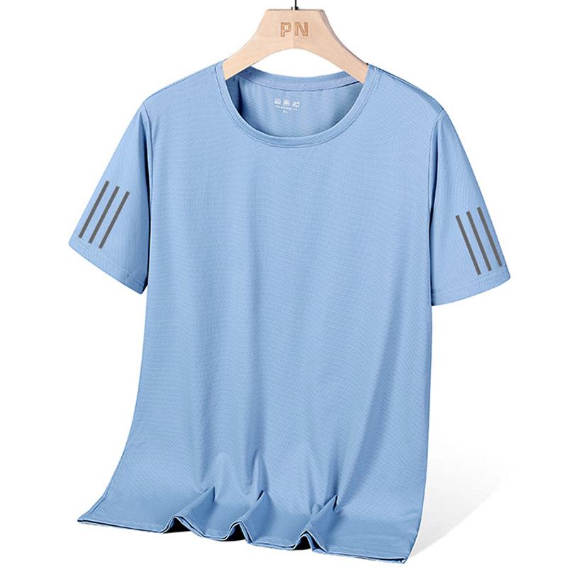 Plus Size Men Clothing Plus size zomer T-shirt met korte mouwen, T-shirt met ronde hals, los en ademend T-shirt van ijszijde XL