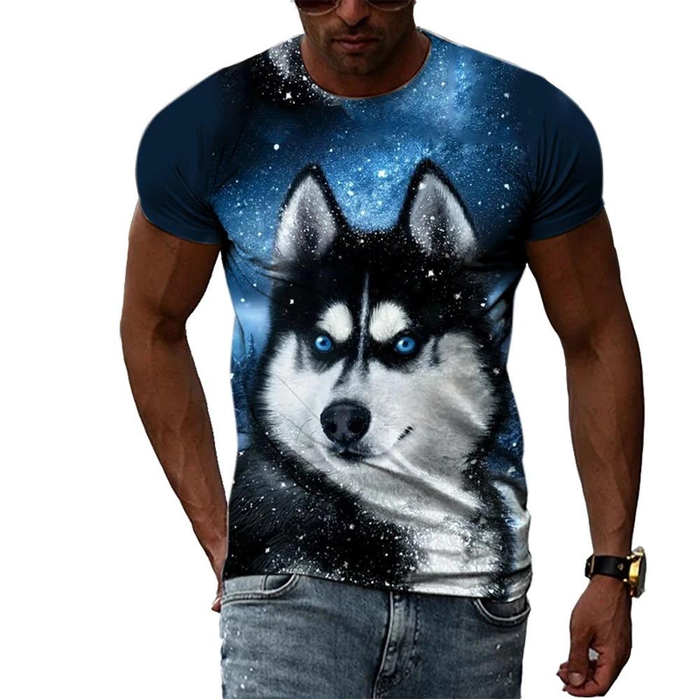 Plus Size FUGUIS 3D Casual Wolf Print T-shirt Mannen Vrouwen Zomer Dier Tee Man O Hals Korte Mouw Losse Tops Ademend koppels T-shirts L