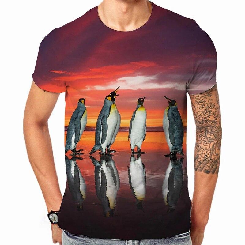 Xin nan zhuang Mode Man Dier Pinguïns 3D Print T-shirt Zomer Heren O-hals Korte Mouw T-shirts Streetwear Oversized Harajuku Kinderen Tee Tops 6XL