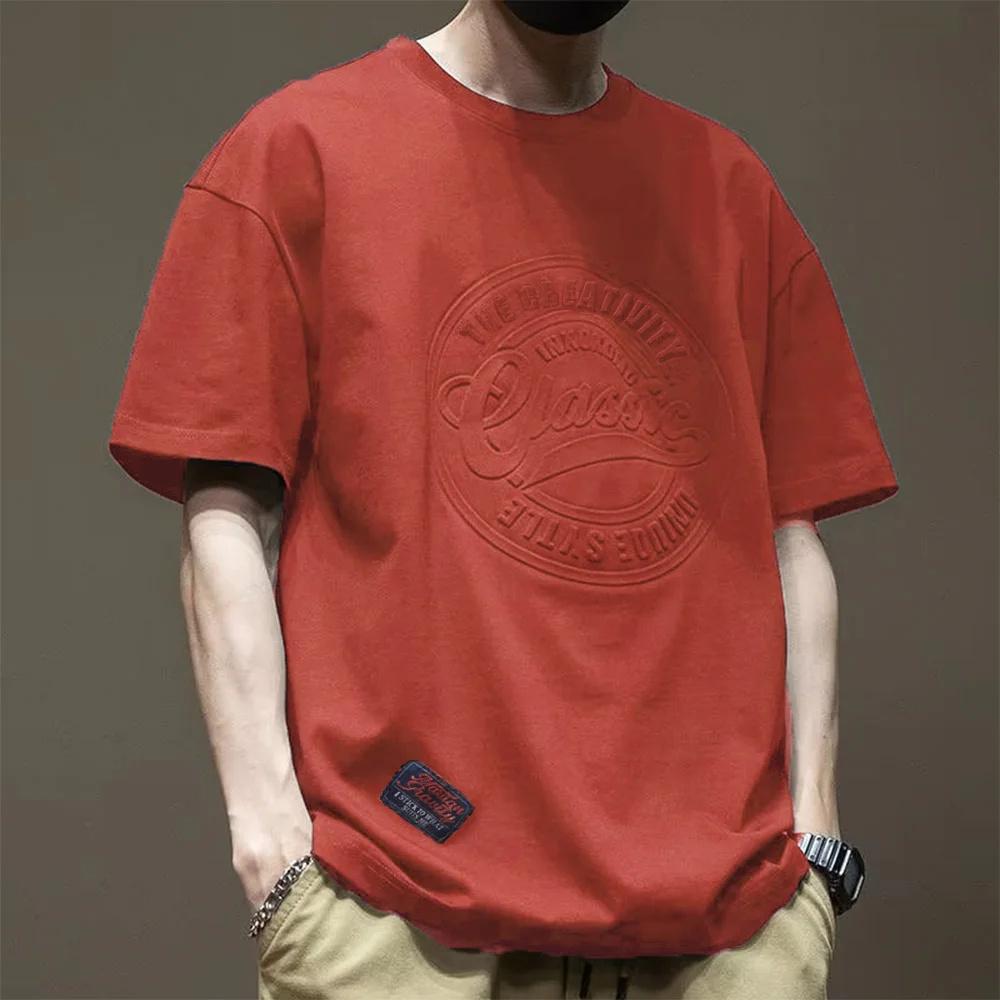 King Billion Heren O-hals T-shirt Heren Effen Kleur Katoen 100% Korte mouw Tops Zomerkleding Comfortabel Casual T-shirts Staal Print Designstijl Asian XXL rood