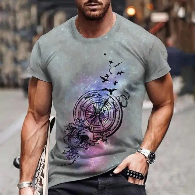 Xuhaijian02 Vintage Heren Korte Mouw Kompas Print T-shirt Nautische Tops Zomer O-hals Sweatshirt Tees Designer Dagelijkse Herenkleding 6XL