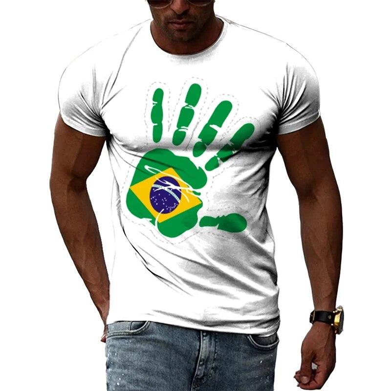 Xin nan zhuang Mode Brazilië Stijl Cool T-shirts Zomer Casual Persoonlijkheid 3D Gedrukt Creatieve Grafische T-stukken Nieuwe Ronde Hals Korte Mouw Tops L
