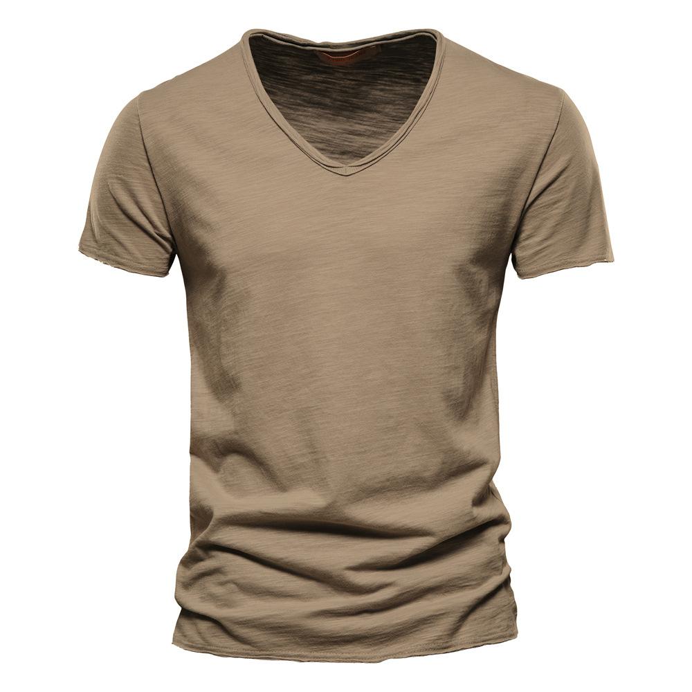 HerSight Zomer Katoenen T-shirt met korte mouwen Heren V-hals Effen Sport-T-shirts Heren Zwart Wit Tops 5XL