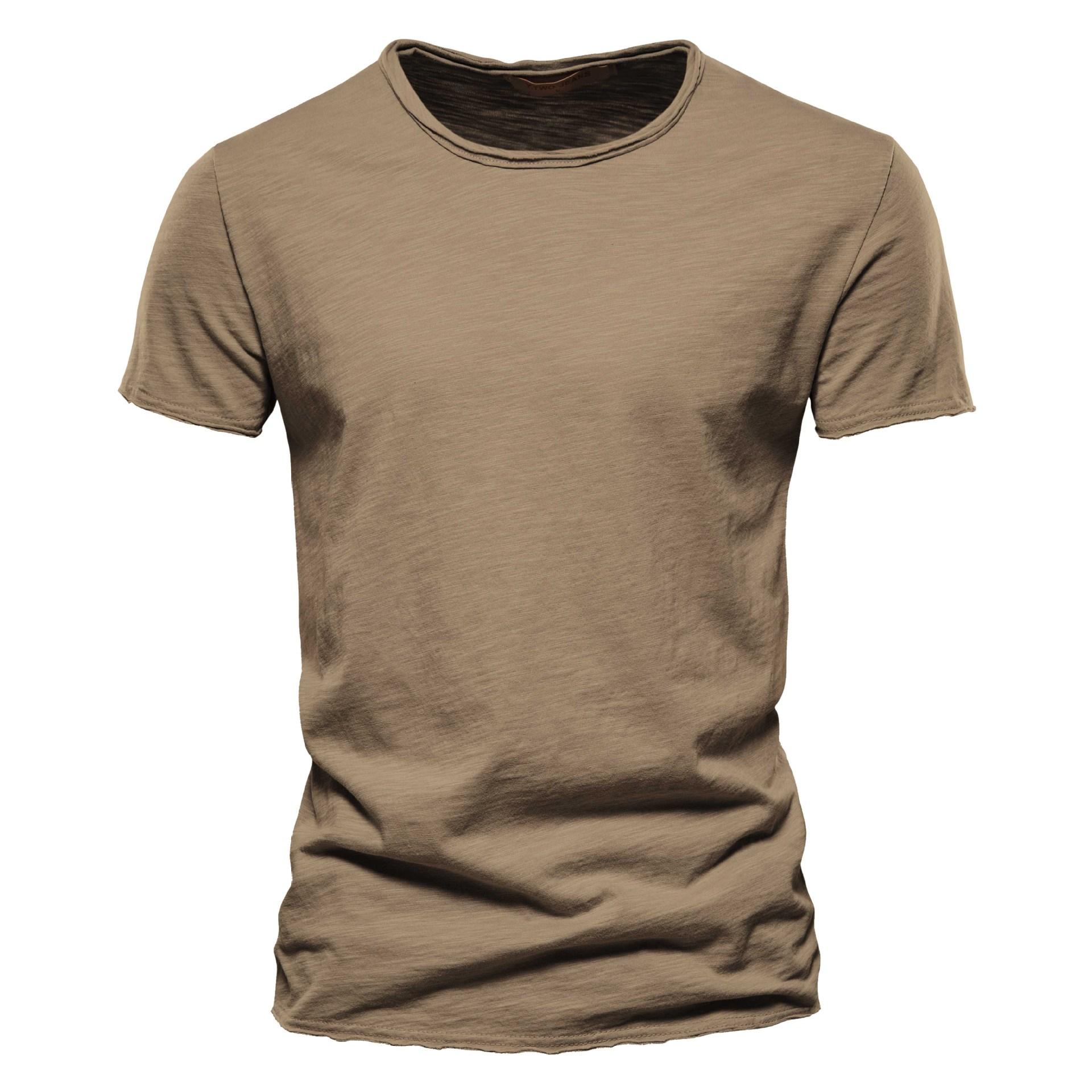 ForYourBeauty Katoenen T-shirt Heren Zomerkleding Korte mouw O-hals Effen Sport-T-shirts Heren Zwart Wit Tops 3XL kameel