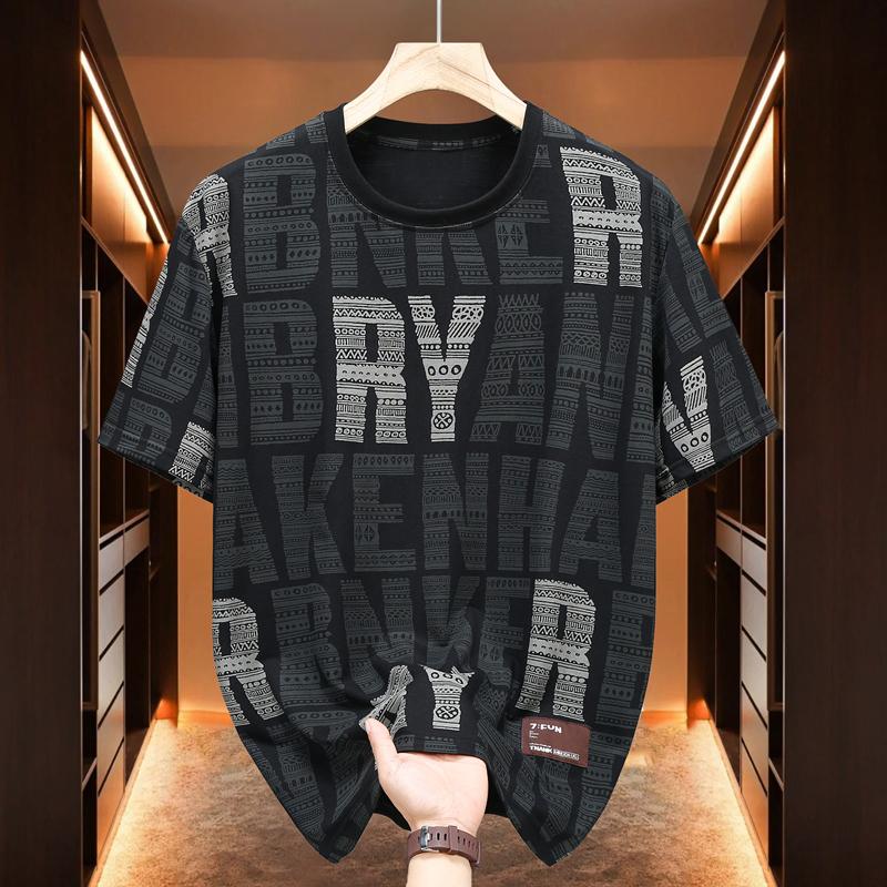 Smiao Oversized T-shirt voor heren Zomer Tops Mode Plus Size 3XL-11XL Korte Mouw T-shirt Zomer Herenkleding 10XL(155kg-170kg) zwart