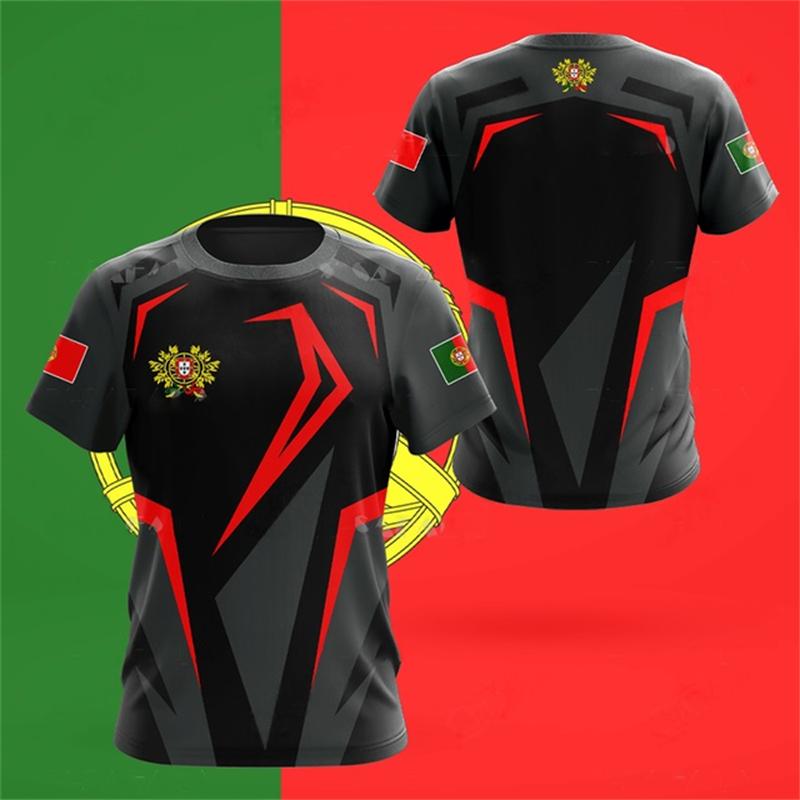 Bobby 2 Portugal Nationaal Vlag Embleem T-shirt Voor Heren Portugese Grafische Tops T-shirts 3D Camouflage Print T-shirt Korte Mouwen XXL