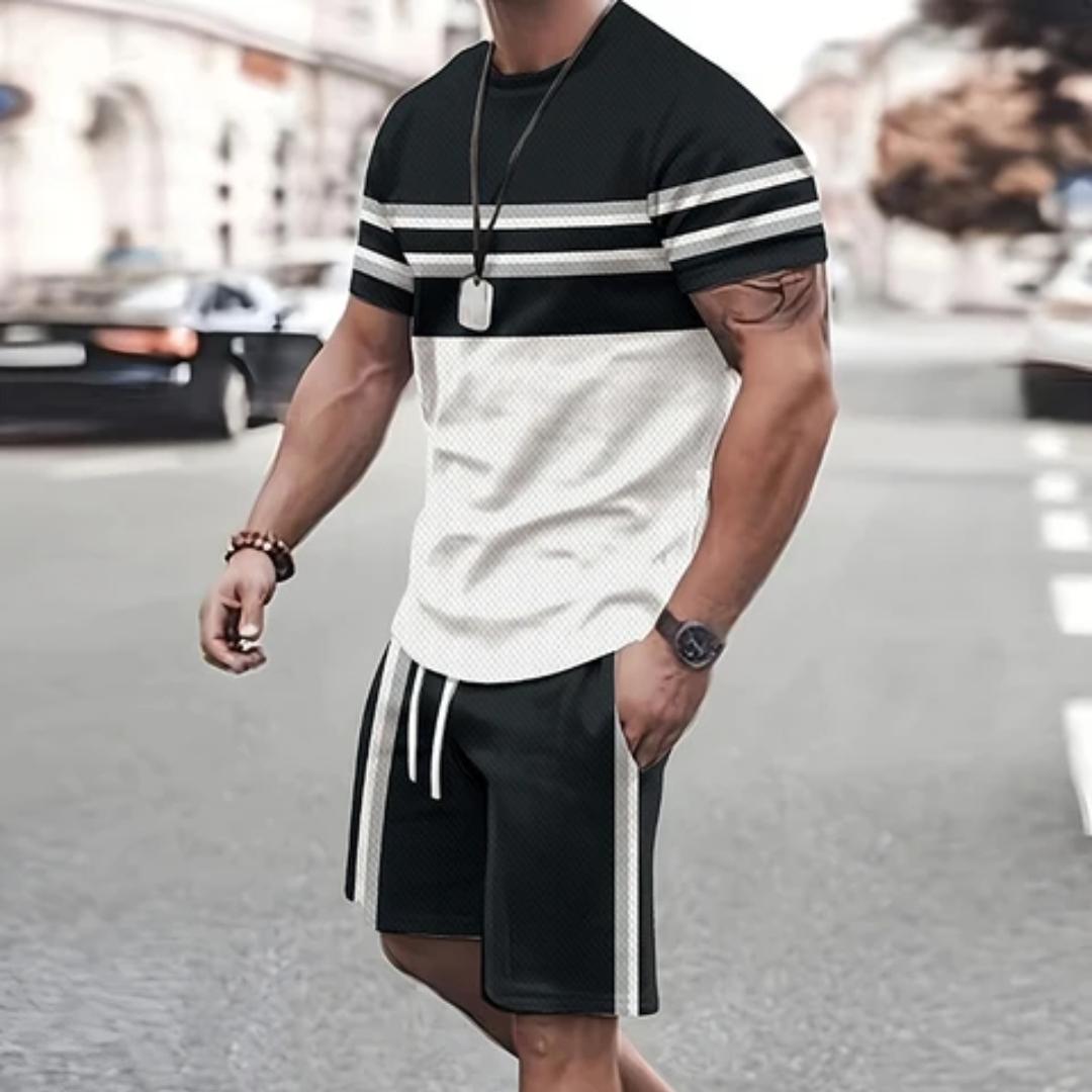 Wengy 2 Zomer Heren Casual Pak Straatmode Los en Comfortabel T-shirt Buitensporten Hardloopshorts Nieuwe Tekst Bedrukking L