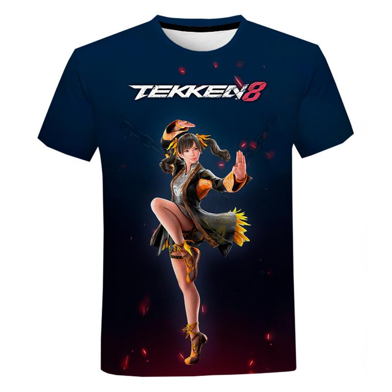Laoxu Vechtspel Nieuwe Game Tekken 8 3D Geprint T-shirt Voor Heren Kleding Harajuku Streetwear T-shirt Jongen Kind Ronde Hals Korte Mouw Meisjes Top M rood