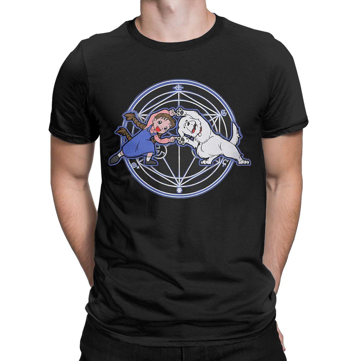 FT women t shirt Heren T-shirts Fusion Fullmetal Alchemist Anime Vintage 100% Katoenen T-shirts Korte Mouw Nina en Hond T-shirts L zwart