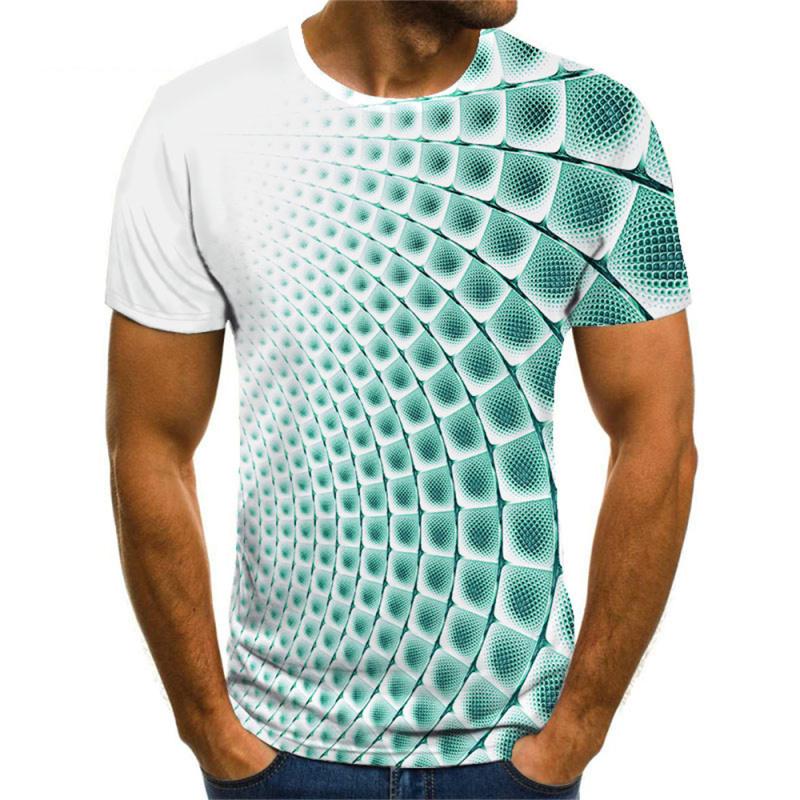 The second face a man T-shirt voor mannen 3D optische illusie print korte mouw tops mode gradiënt harajuku streetwear hiphop trend oversized t-shirt 6XL groen