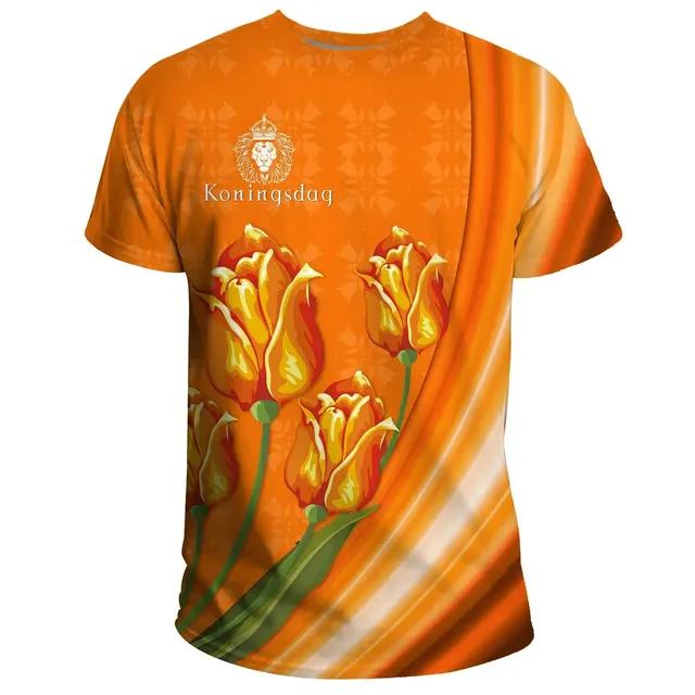Xuhaijian02 Modetrend 3D Nederlandse nationale vlag print T-shirt voor heren Zomer Nationaal embleem T-shirts O-hals Korte mouwen Losse tops 6XL