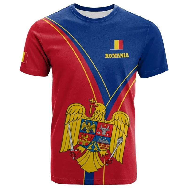 ETST 03 Roemenië Nationale Vlag 3d Print T-shirts Voor Mannen Nieuwe Mode Roemeense Print T-shirt Met Korte Mouwen Streetwear Unisex tops Camisetas M