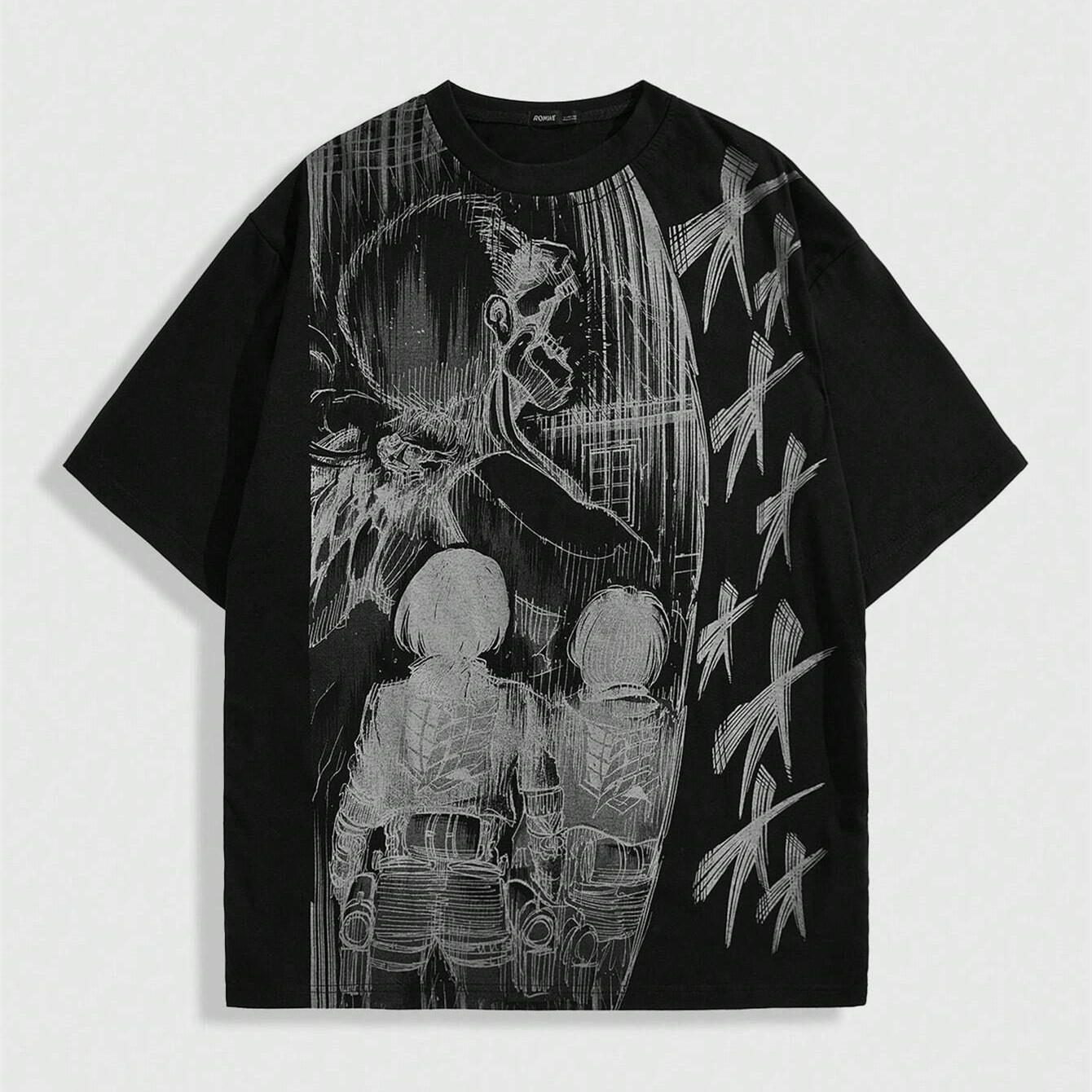 ETST 07 ROMWE X Attack on Titan Heren Schedel Print Tee M