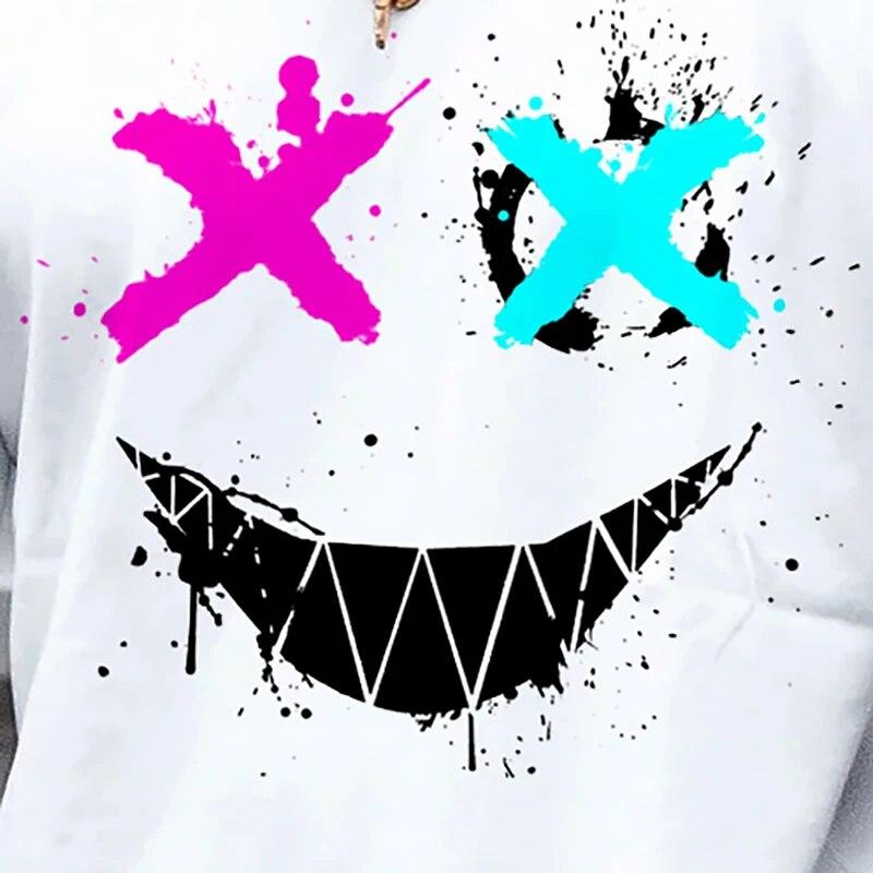 ETST 07 2024 Zomer Heren Nieuwe Mode Smiley Digitaal Bedrukt T-shirt met Korte Mouwen Losse Casual Dagelijkse Persoonlijkheid Straat Hip-Hop Tops S