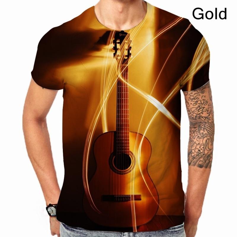 Laoxu Mode Man/vrouw Muziek Basgitaar DJ Grappig 3D-printen Casual T-shirt met korte mouwen S-5XL 5XL grijs