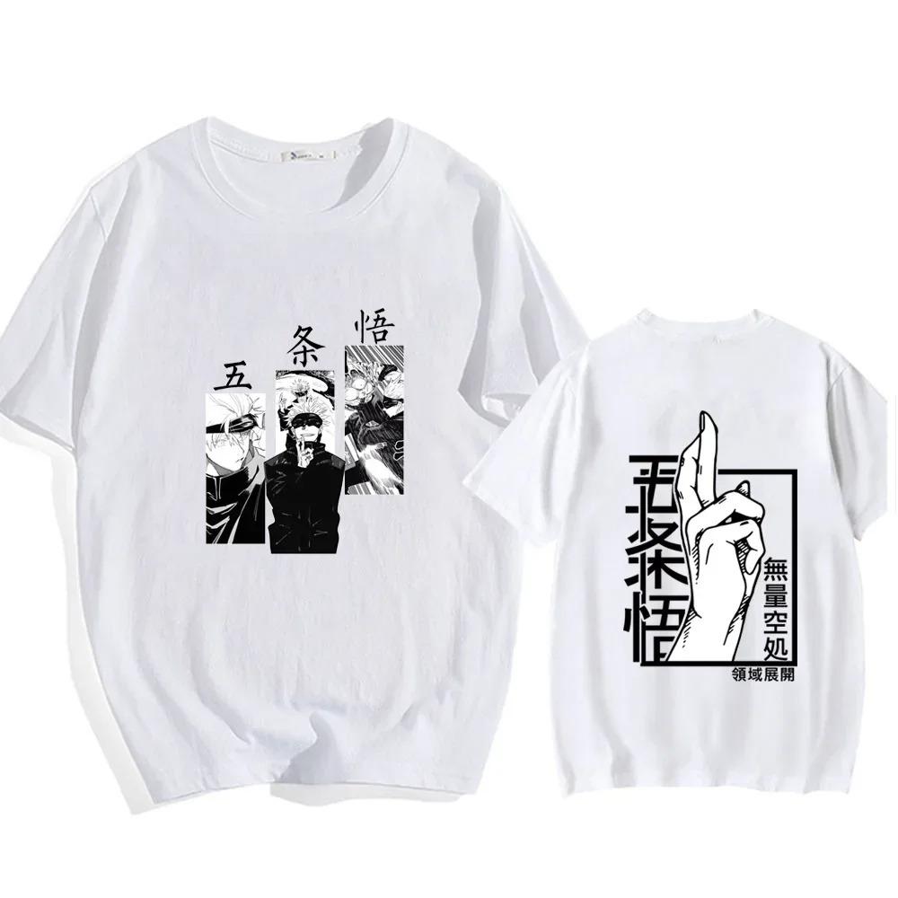 New Young Zomer Japanse Anime Jujutsu Kaisen T-shirt Manga Ryomen Sukuna Korte Mouw T-shirts Oversized Katoen Casual T-shirt Mannen 4XL wit
