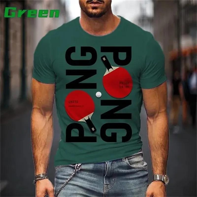 ETST 007 Zomer Heren Pingpong Patroon Sport T-shirt 3D Geprint Tafeltennis T-shirts Casual Ronde Hals Korte Mouwen Grappige T-shirts M