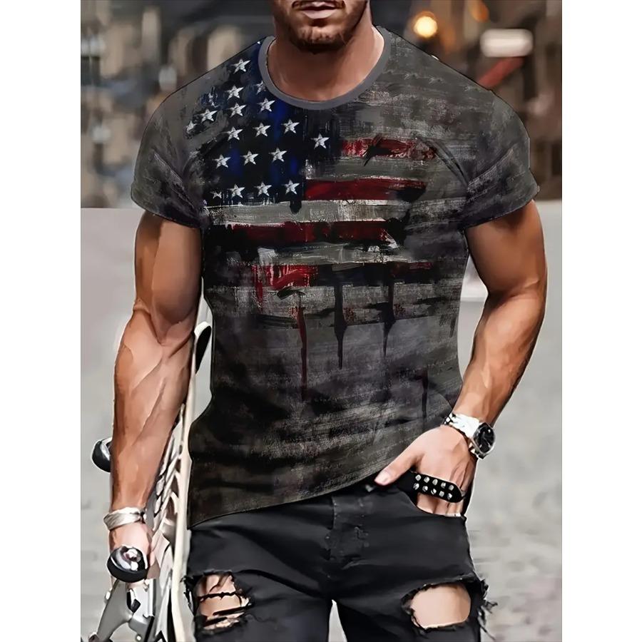 HerSight Lente Zomer Tops Heren Plus Size Kleding 3D Print T-shirt Tees O Hals Korte Mouw Top Ademende Man Shirts M grijs