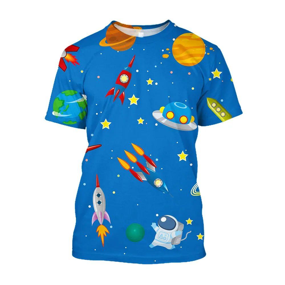 ETST 05 Zomer Heren Trend Persoonlijkheid Vijfpuntige Ster Patroon Casual 3d Geprint O Kraag Korte Mouw Straat Fun Losse Top 6xl 6XL