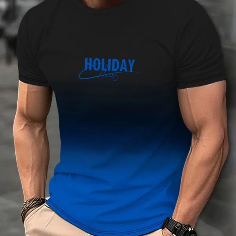 ETST WENDY 012 Heren T-shirt met kleurverloop Letters bedrukt Casual T-shirt met korte mouwen en ronde hals voor zomer Outdoor-activiteiten Tops Kleding 6XL