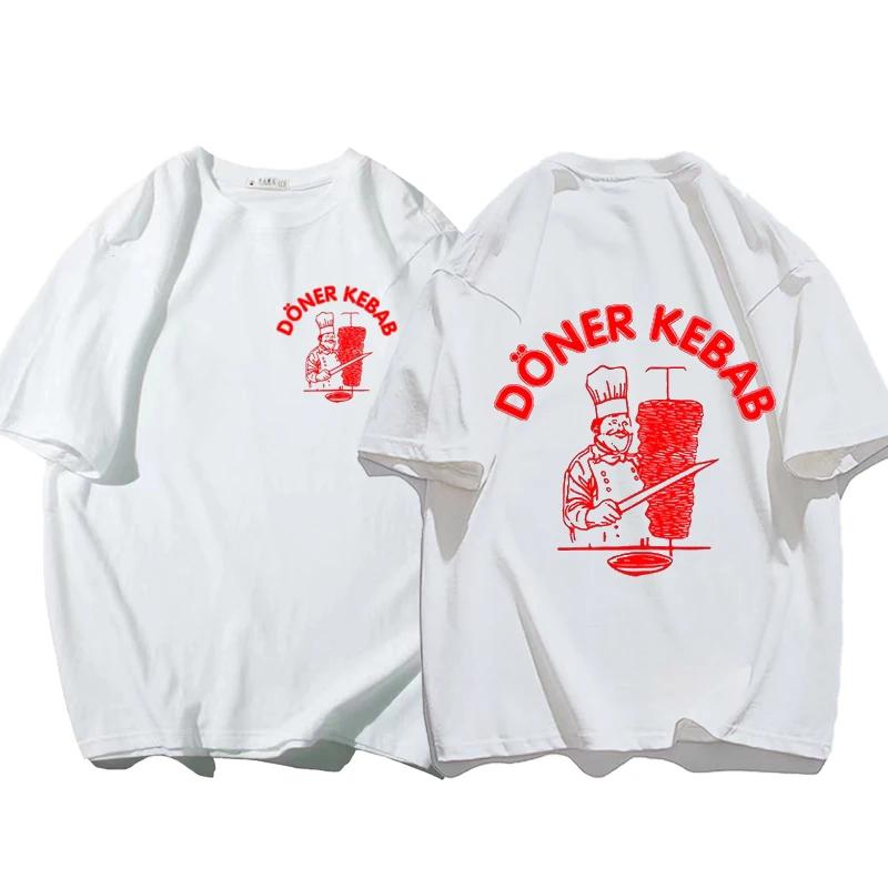 ETST 012 Zomer Sportieve T-shirts Doner Kebab Print Puur Katoen Herenkleding Korte Mouw Tops Grappige Dames T-shirt Vintage Oversized T-shirts L