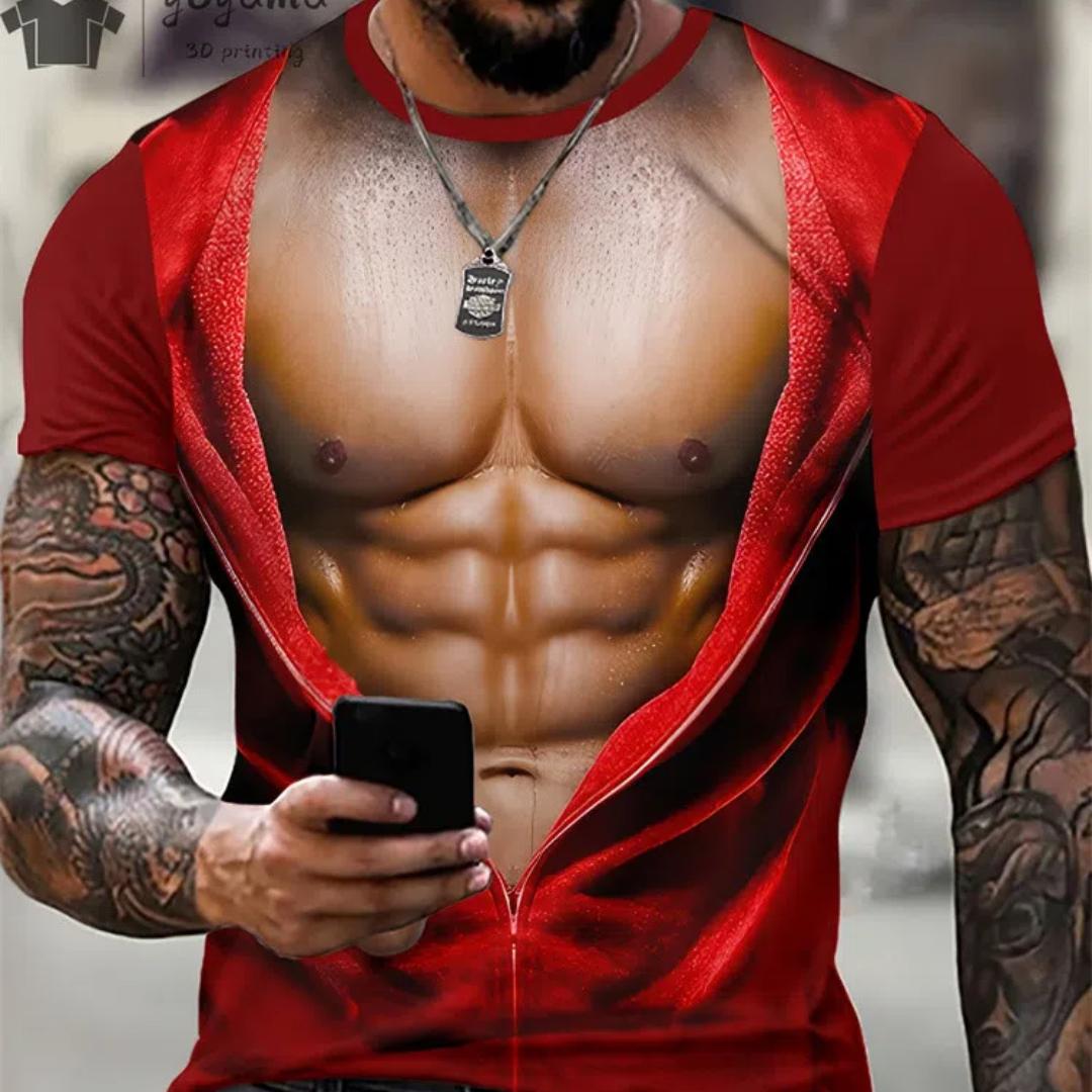 ETST 011 Grappige 3D-print spier bedrukte T-shirt sportschoolkleding heren zomer streetwear T-shirt tops harajuku mode korte mouw tee XL