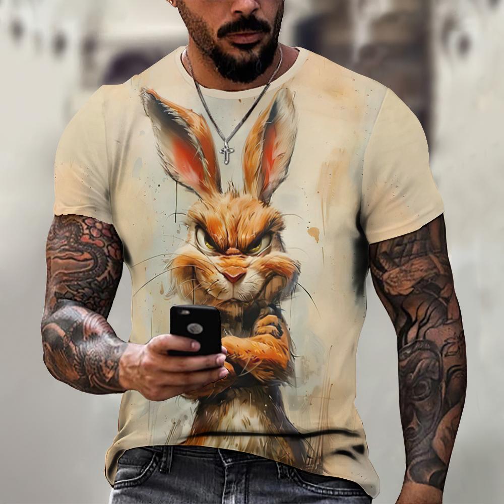 ETST 013 Boze Dieren Grafische T-shirts Voor Mannen Mode Grote Maat Grappig 3D Geprint Heren T-shirts Pullover Korte Mouw Herenkleding Tops M