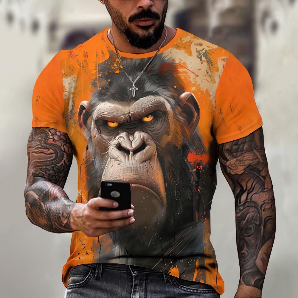 ETST 013 Boze Dieren Grafische T-shirts Voor Mannen Mode Grote Maat Grappig 3D Geprint Heren T-shirts Pullover Korte Mouw Herenkleding Tops 4XL