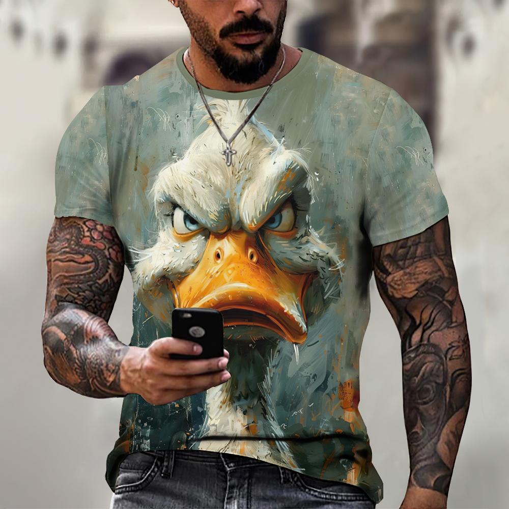 ETST 013 Boze Dieren Grafische T-shirts Voor Mannen Mode Grote Maat Grappig 3D Geprint Heren T-shirts Pullover Korte Mouw Herenkleding Tops 2XL