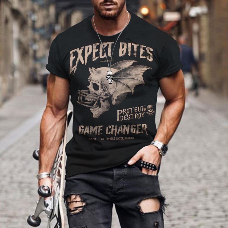 ETST 011 T-shirt voor heren Retro Streewear Skull Print Hip Hop Man Kleding Grafische T-shirts Harajuku Mannelijke Korte Mouw Tee Trend Kleding 2XL