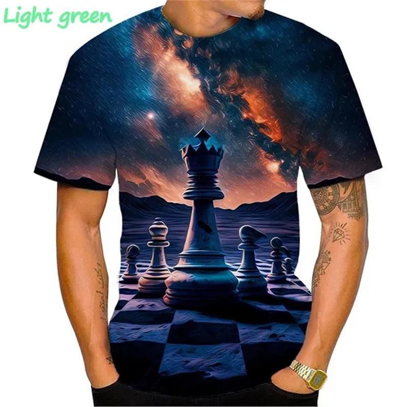 Forever Men Chess Series 3D-geprint heren casual T-shirt met korte mouwen Plus Size zomer heren T-shirts 6XL