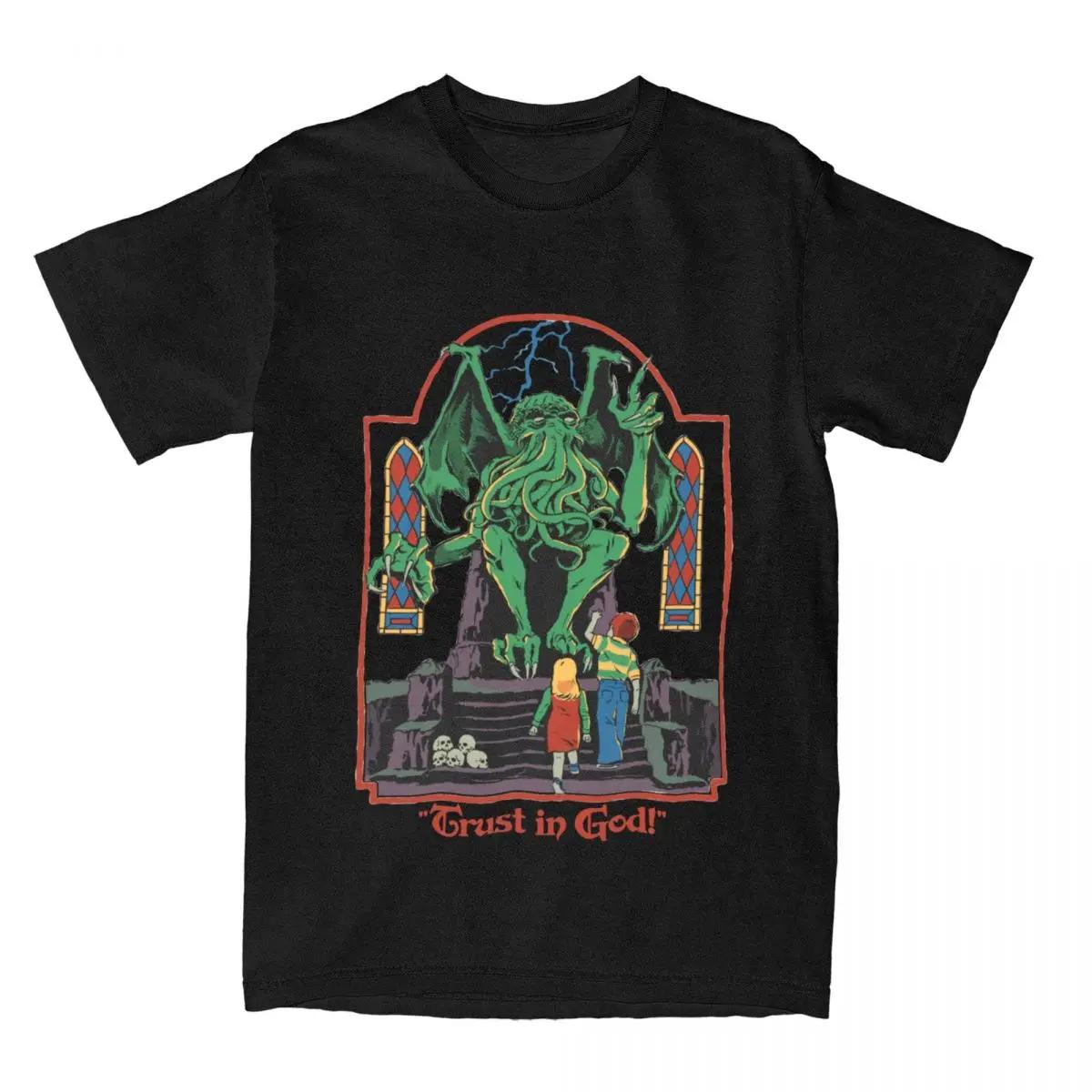 ETST 011 Vertrouw op God T-shirts voor mannen Nieuwigheid T-shirt Halloween Retro Cthulhu Lovecraft Occult T-shirt Korte mouw Kleding 3XL