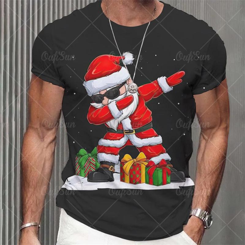 ETST 012 Vrolijk Kerstfeest 3D Geprint T-shirt Eland Sneeuwman Grafische T-shirts Mannen Y2k Vrouwen Vakantiecadeaus Oversized T-shirt Streetwear Tops 4XL
