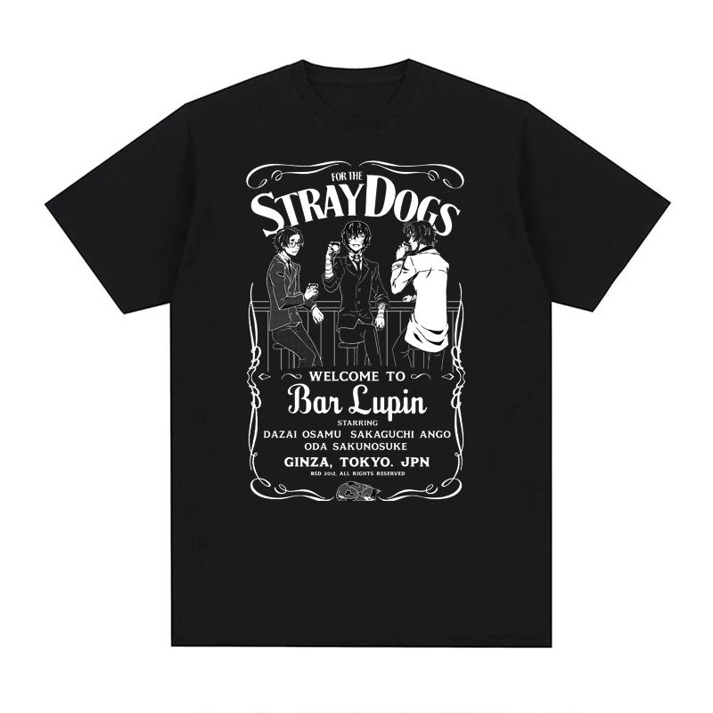 ETST 009 Cool Boy Cartoon Dazai Osamu Bungo Stray Dogs T-shirts Heren Vintage Anime Bedrukt Streetwear Korte Mouw EU Maat T-shirts M
