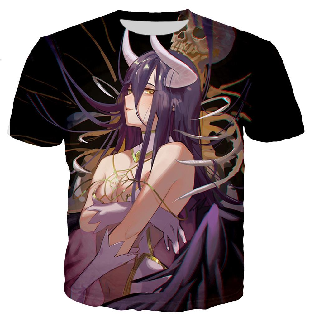 Laoxu 2023 Hot Sale Overlord Albedo 3D-bedrukt T-shirt Mannen/vrouwen Nieuwe mode Casual stijl T-shirt Unisex Streetwear Oversized Tops 6XL grijs