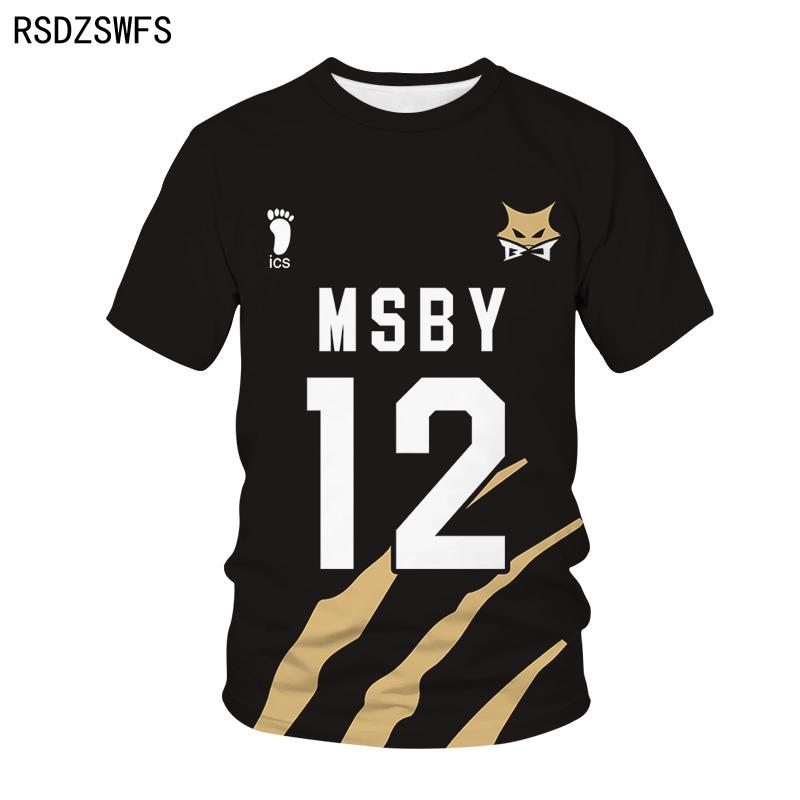 ETST 013 Anime Haikyuu 3D Print T-shirt MSBY Black Jackal Sport Casual Mannen Vrouwen Streetwear T-shirt Mode T-shirt Tops Harajuku Kleding S