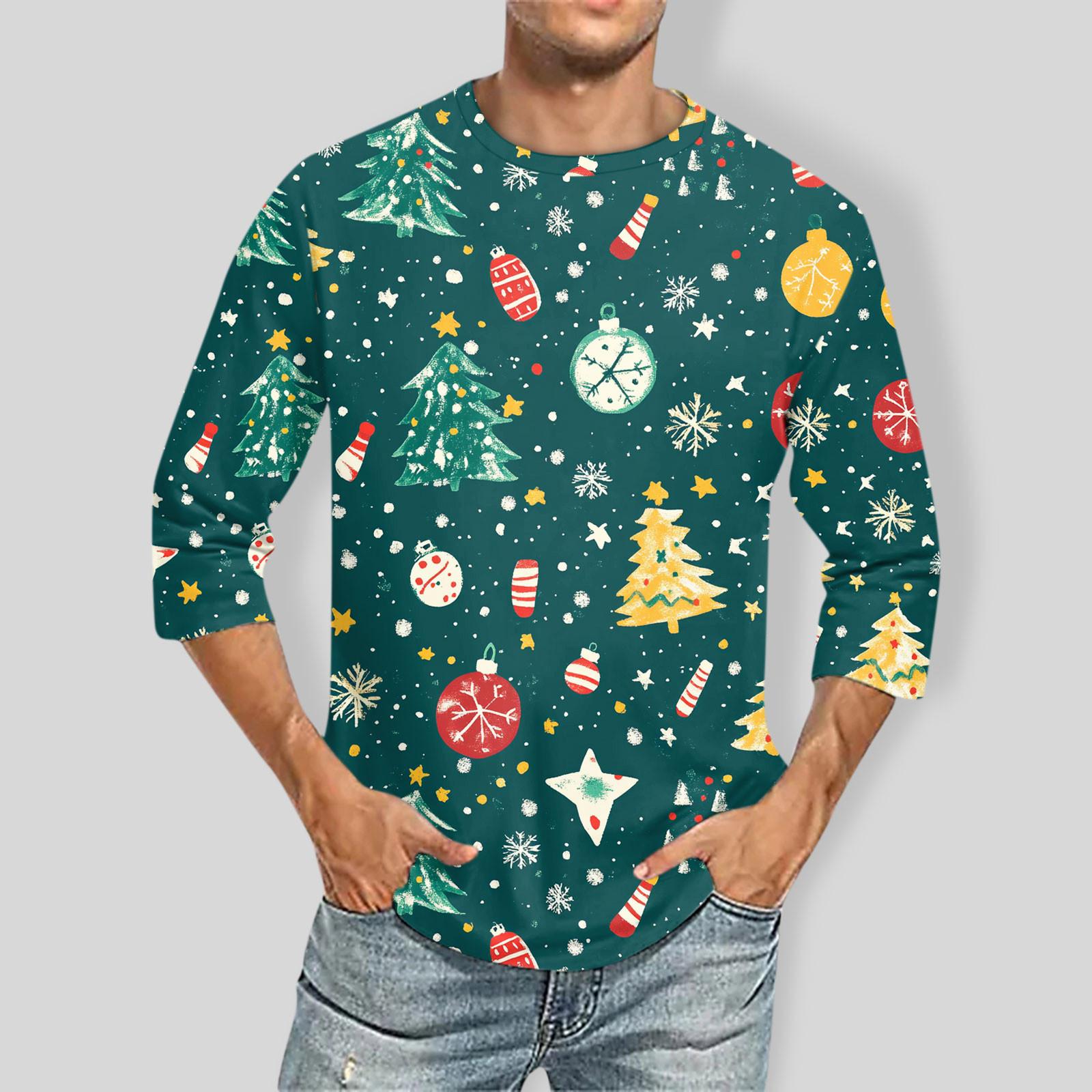 Ximalaya Heren Ronde Hals Driekwart Mouw Top Casual Mode T-shirt XXXXL groen