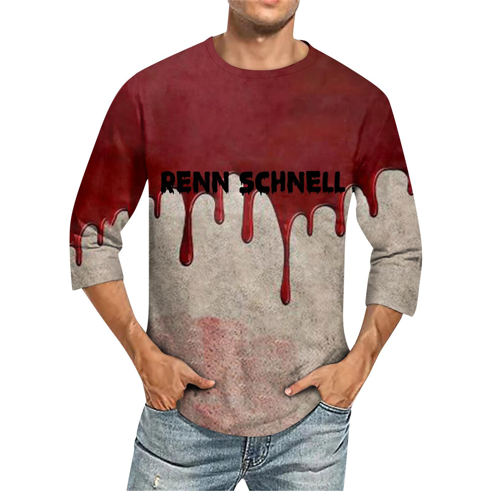 Xingben Two Heren Ronde Hals Driekwart Mouw Top Casual Mode T-shirt S wijn