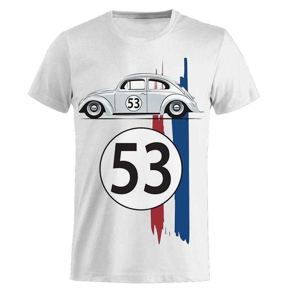HerSight Kever 53 Nummer T-shirt Heren Auto Korte Mouw Eenvoudige Herbie Tees T-shirts Rally Auto Mannelijk Zwart Bedrukt 3D t-shirt XL
